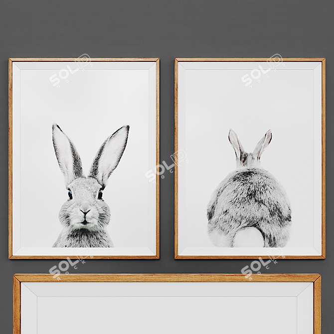 Wooden Frame Picture Set 3D model image 1