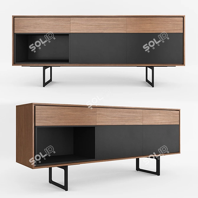 Aura Modern Credenza - Stylish Storage Solution 3D model image 1