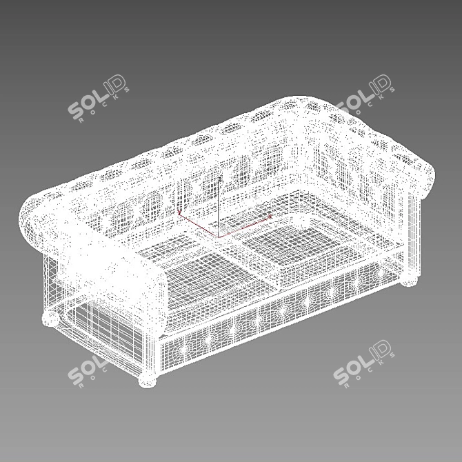 Elegant Cream Leather Sofa 3D model image 2