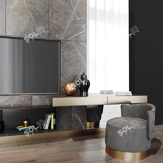 Sleek 77" TV Set 3D model image 2