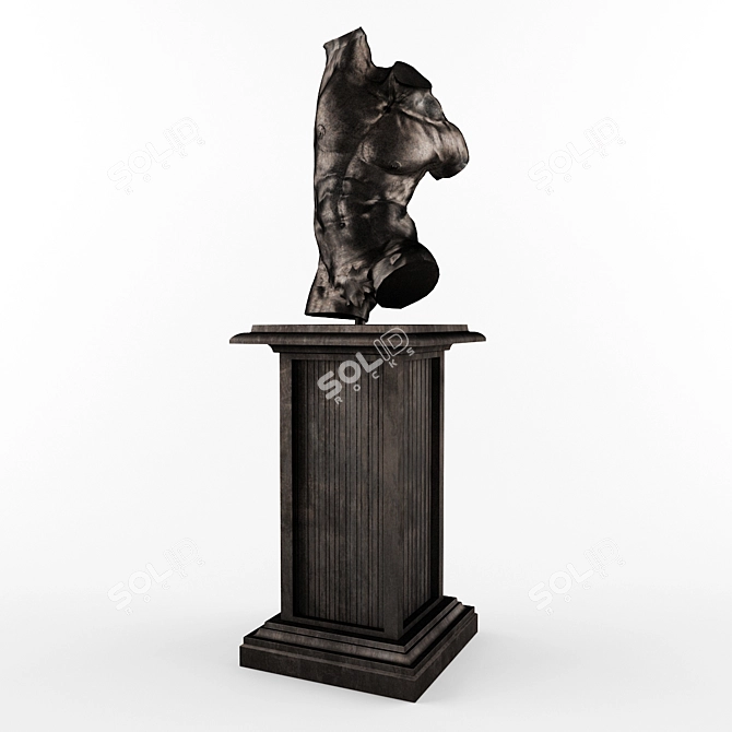 Bronze Male Torso Sculpture 3D model image 1