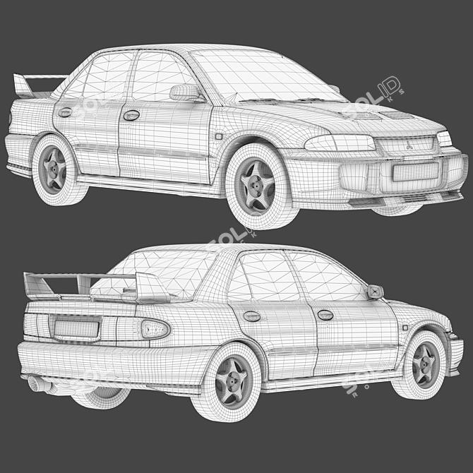 Sleek Mitsubishi Lancer Evo 3D model image 3