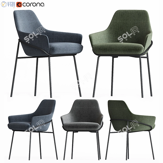 Elegant Leather Jackie Chair 3D model image 1