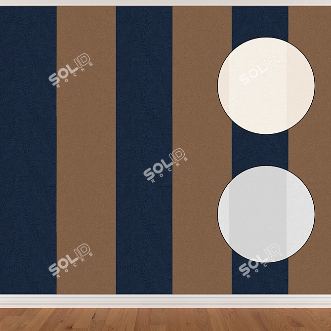 Seamless Wallpaper Set: Wall, Skirting, Parquet 3D model image 1