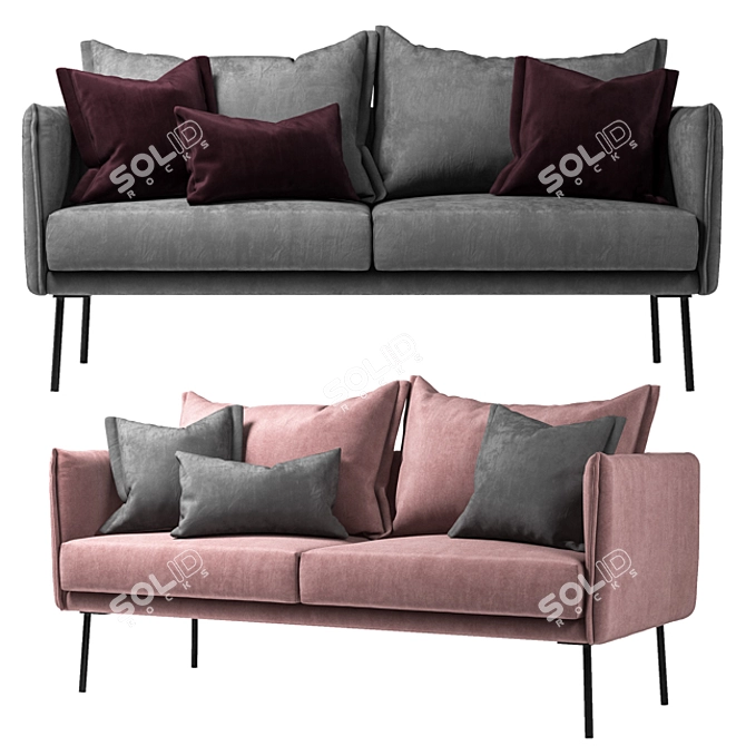 Elegant Samt-Sofa Ivy - Luxuriöses 2-Sitzer 3D model image 1