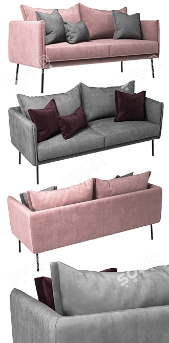 Elegant Samt-Sofa Ivy - Luxuriöses 2-Sitzer 3D model image 2