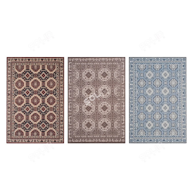 Premium Carpet Collection: Set of 3 High-Quality Textured Carpets 3D model image 3