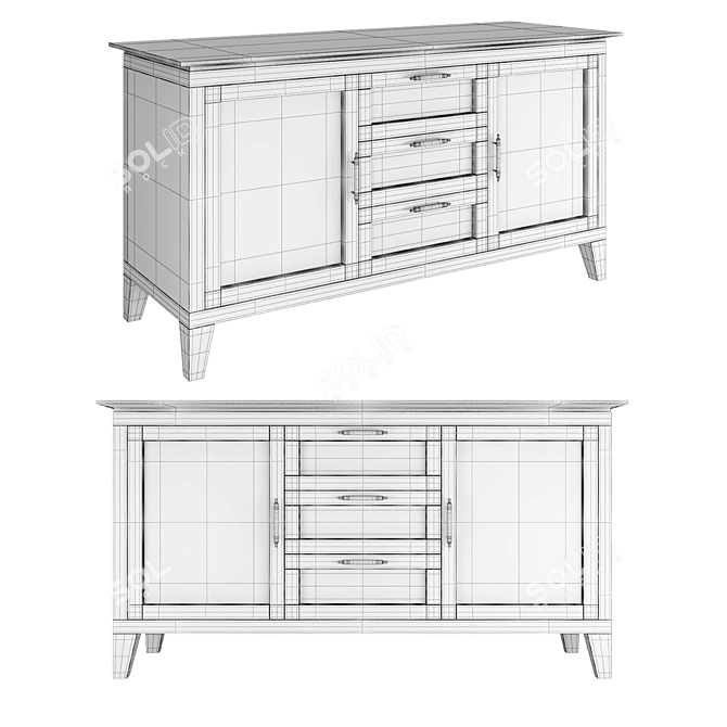 Navy White Sideboard: Elegant and Spacious 3D model image 3