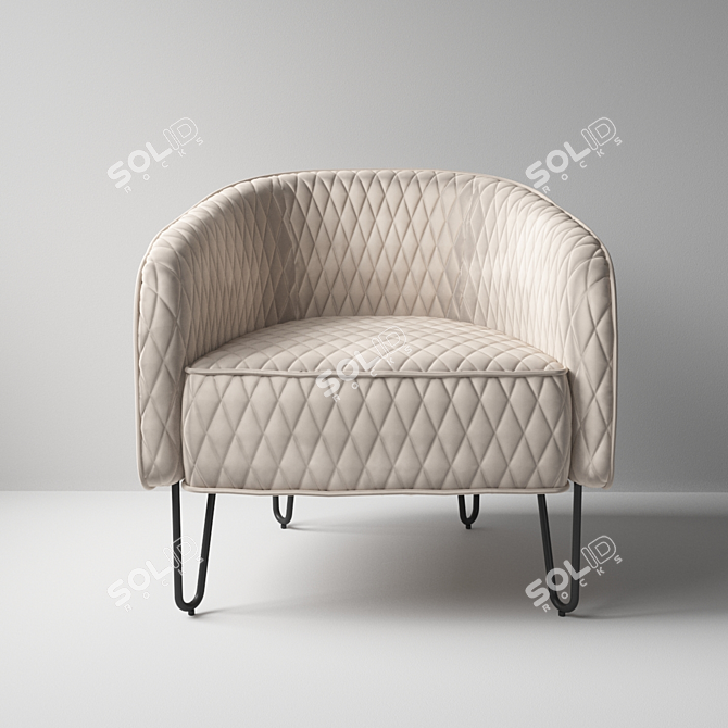 Strasburg Velvet Armchair: Stylish and Comfortable 3D model image 1