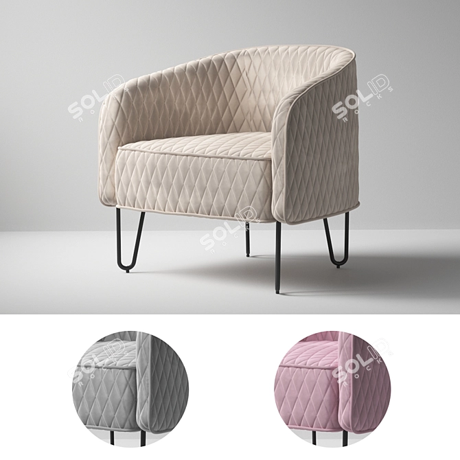 Strasburg Velvet Armchair: Stylish and Comfortable 3D model image 2