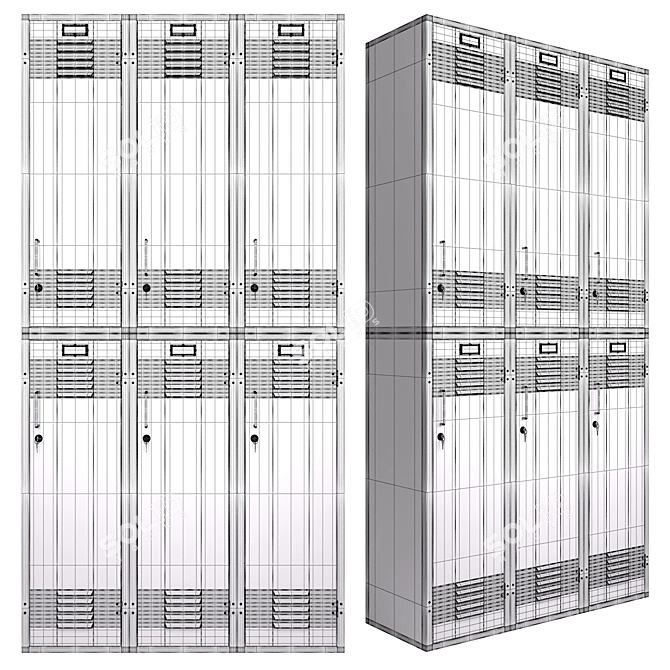 Steel Storage Locker Cabinet 3D model image 3