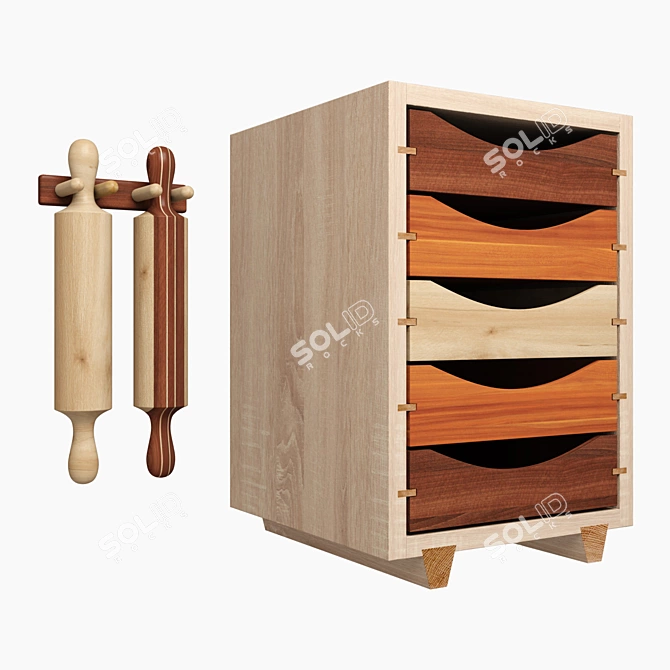 Natural Wood Kitchen Accessories by IKEA 3D model image 1