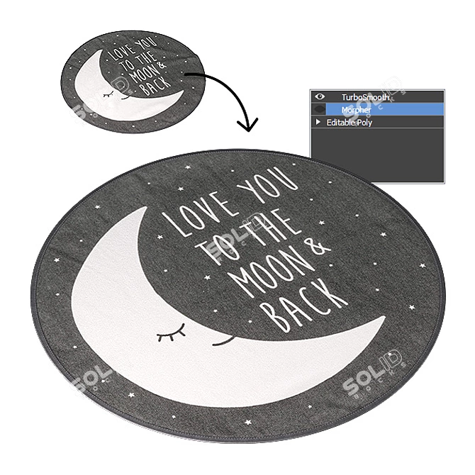 Moon Love Round Rug: H&M Home 3D model image 2