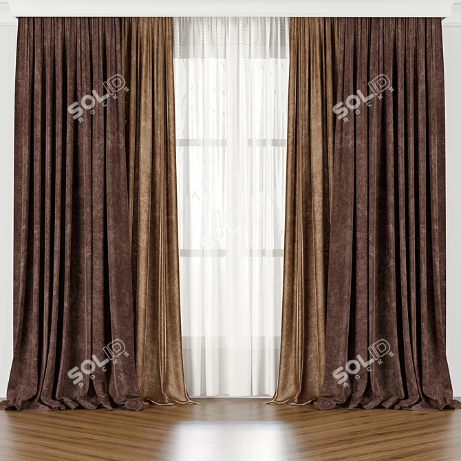 Elegant Curtain Collection - Set of 3 3D model image 1