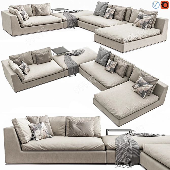 Minotti Hamilton Corner Sofa 157x104x73 3D model image 1