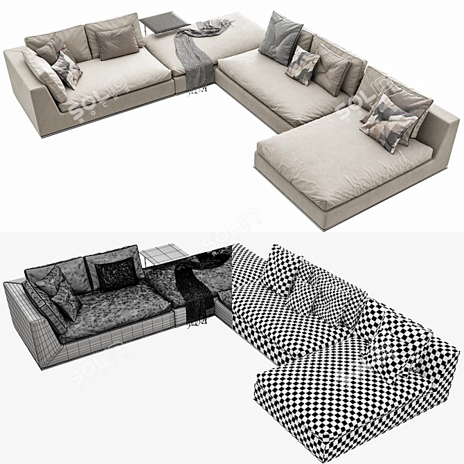 Minotti Hamilton Corner Sofa 157x104x73 3D model image 3