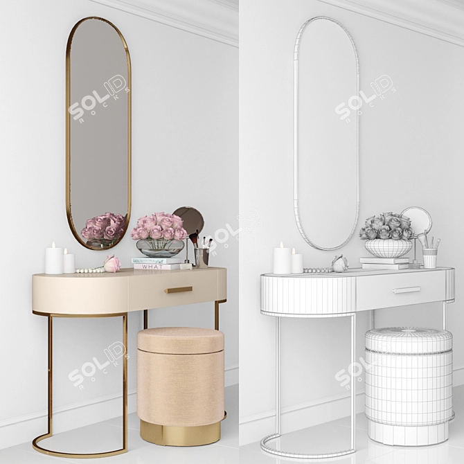 Elegant Dressing Table by Cazarina 3D model image 2