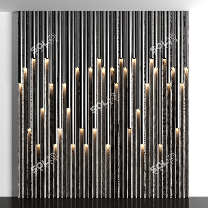 Wooden Panel LED Lights 3D model image 2