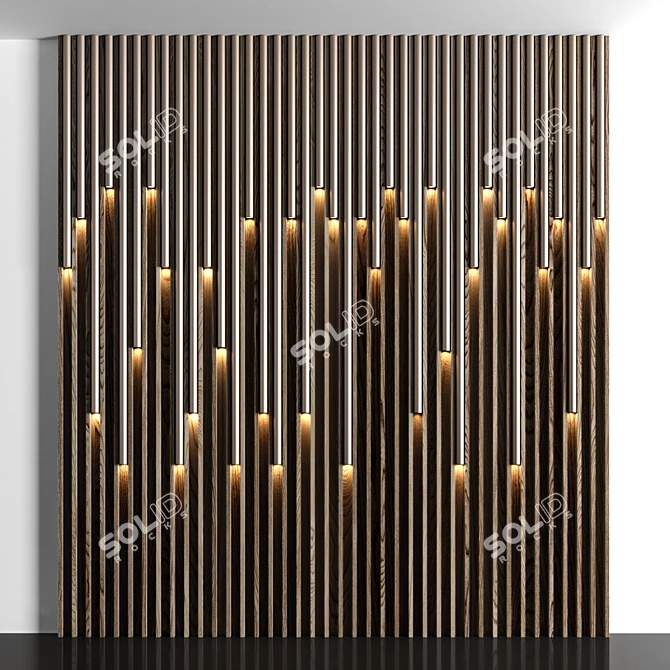 Wooden Panel LED Lights 3D model image 3