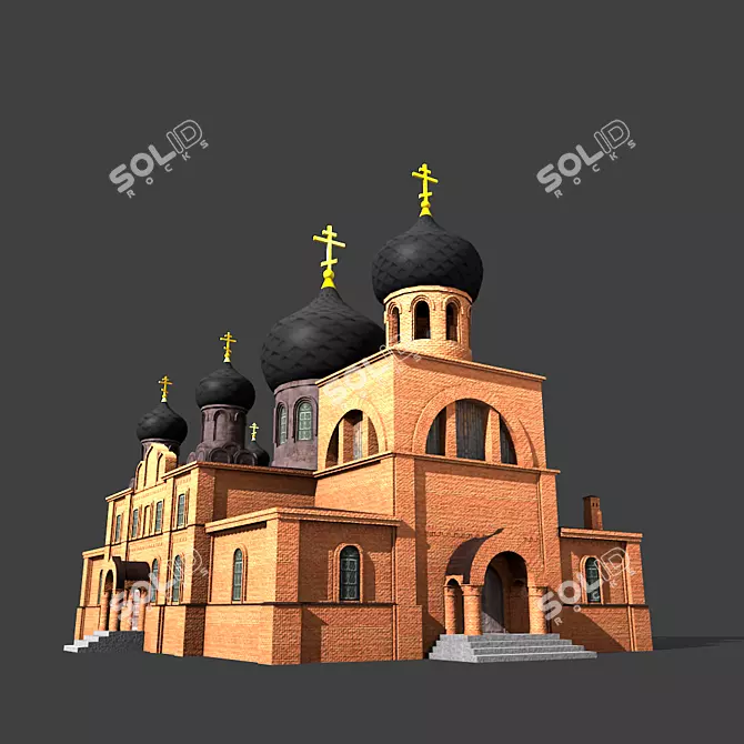 Miniature Church Model: 28x24x22m 3D model image 1