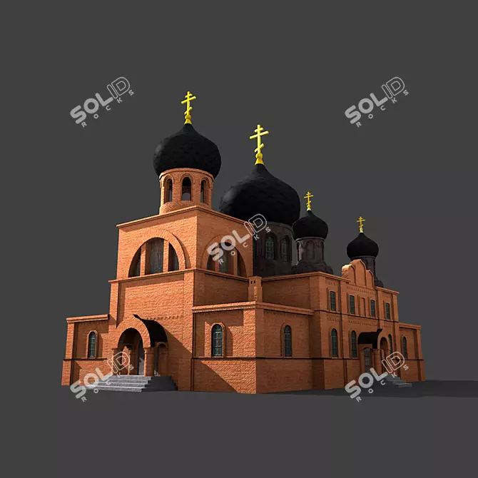 Miniature Church Model: 28x24x22m 3D model image 2