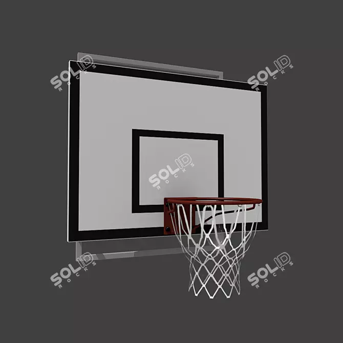 Versatile Basketball Backboard with Basket - 1x1.2x1.2 Dimensions 3D model image 2