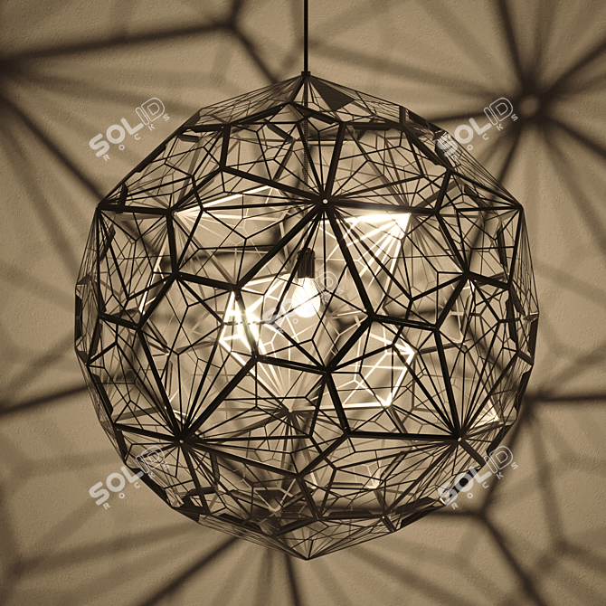 Etch Web Steel Pendant: Contemporary Steel Lighting 3D model image 2
