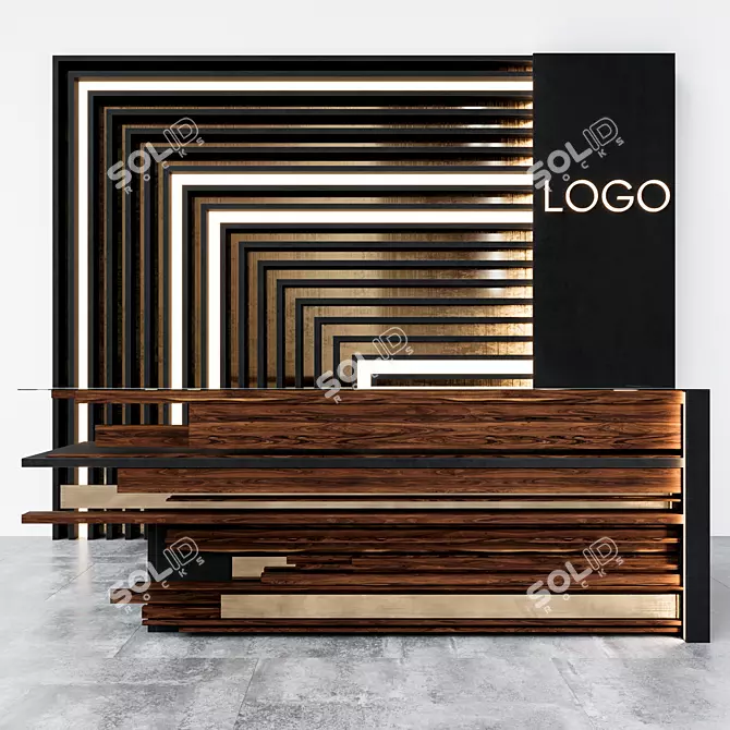 Modern Reception Desk - Elegant Design & Spacious 3D model image 1