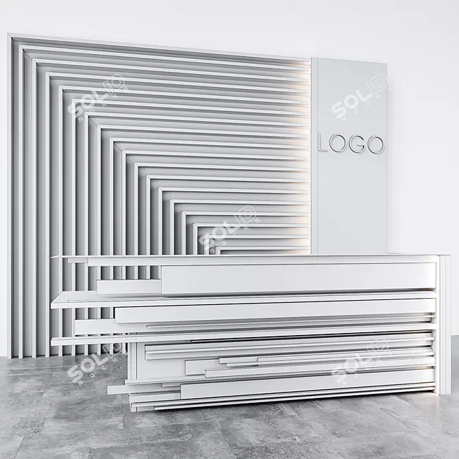 Modern Reception Desk - Elegant Design & Spacious 3D model image 3