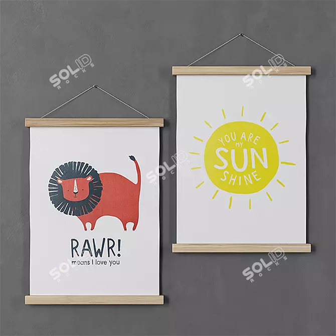 Rawr and Sunshine H & M Home Picture - 30 x 40 cm 3D model image 1
