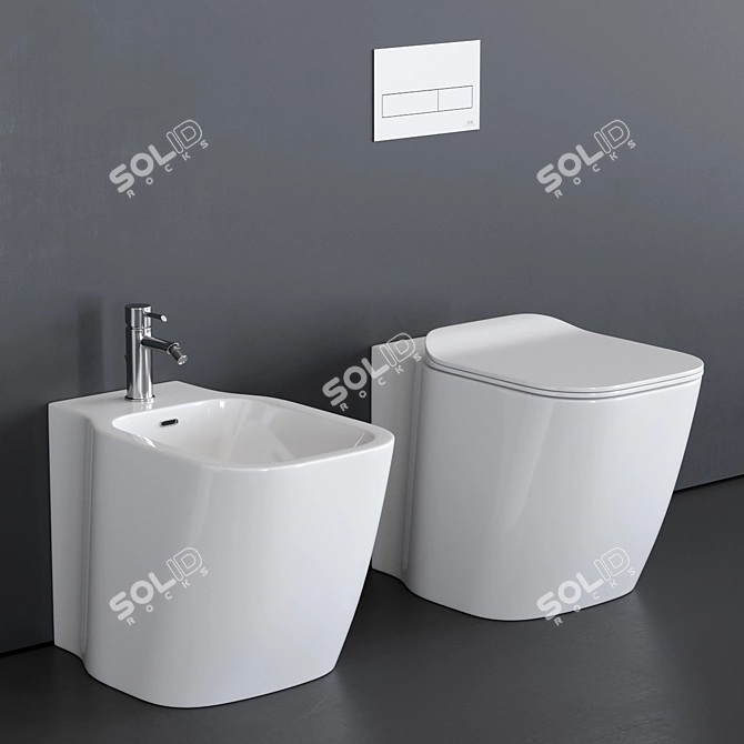 Essence-C Ceramic WC & Bidet 3D model image 1