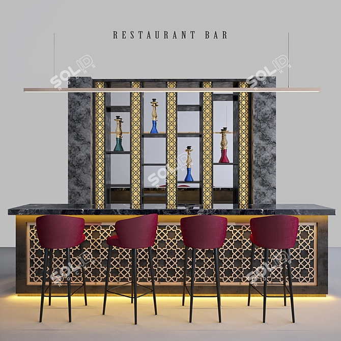 Restaurant Bar Set 3D model image 1