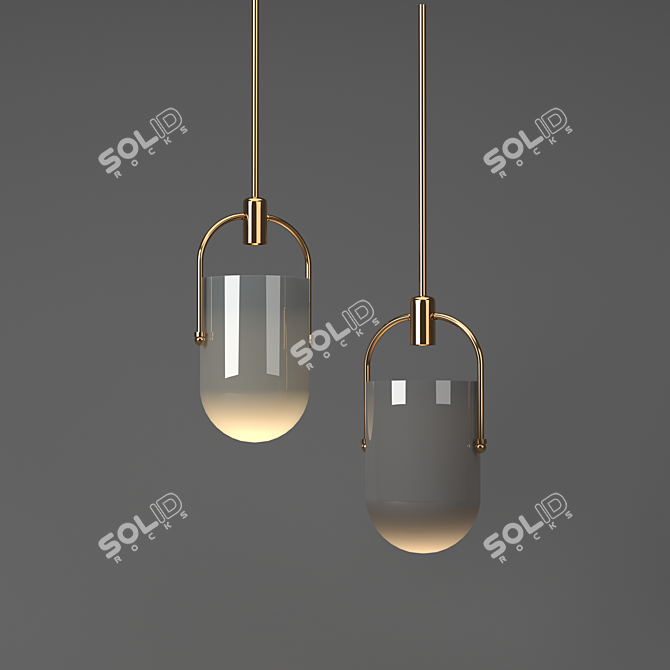 Mouth-Blown Glass Pendant Light 3D model image 1