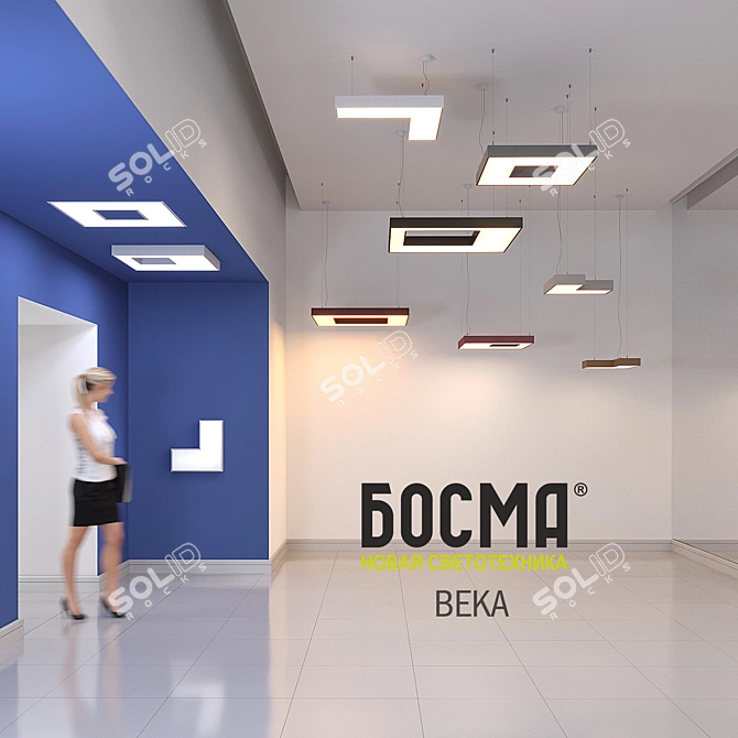 BOSMA Square Pendant Light: Seamless Design & Uniform Illumination 3D model image 3