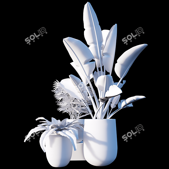 Lush Greenery: 3-Piece Plant Set 3D model image 3