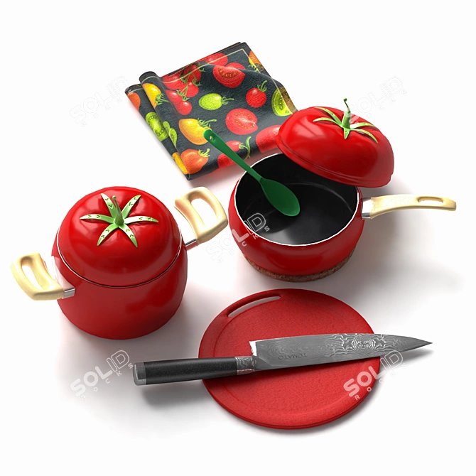 Kitchen Tomato Set: Complete Your Culinary Experience 3D model image 1