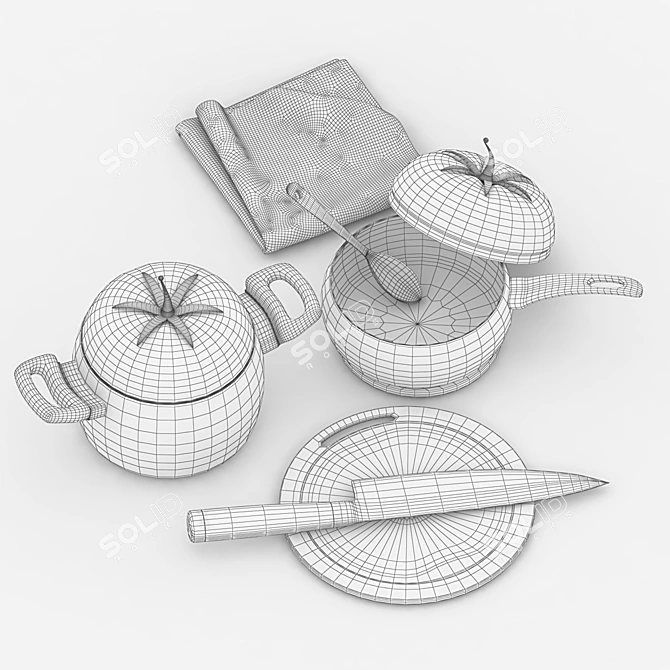 Kitchen Tomato Set: Complete Your Culinary Experience 3D model image 2