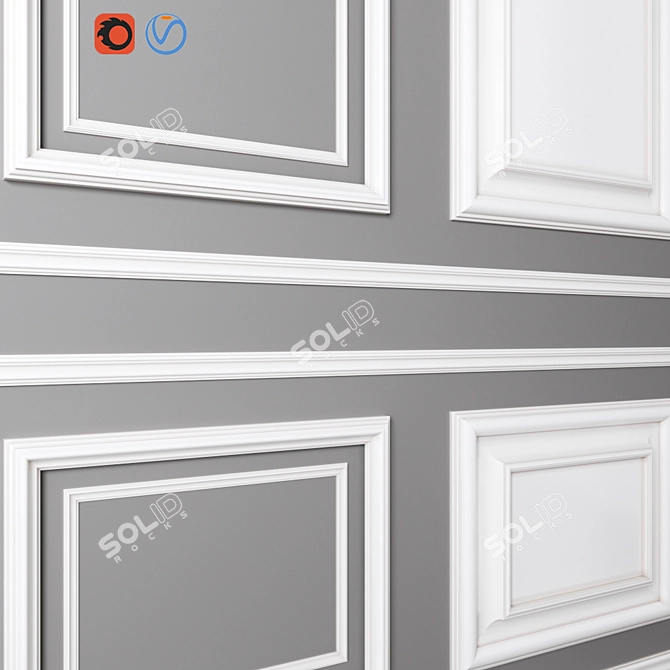 Elegant Crown Molding Design 3D model image 2