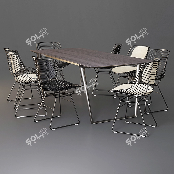 MDF Italia Dining Set: Axy Comfort Table & Flow Filo Chair 3D model image 1