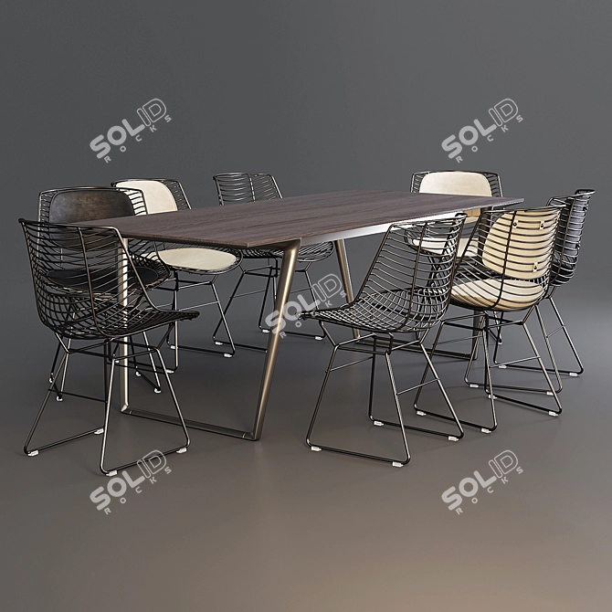 MDF Italia Dining Set: Axy Comfort Table & Flow Filo Chair 3D model image 2