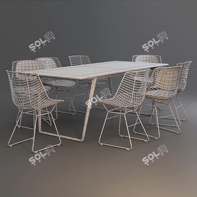 MDF Italia Dining Set: Axy Comfort Table & Flow Filo Chair 3D model image 3