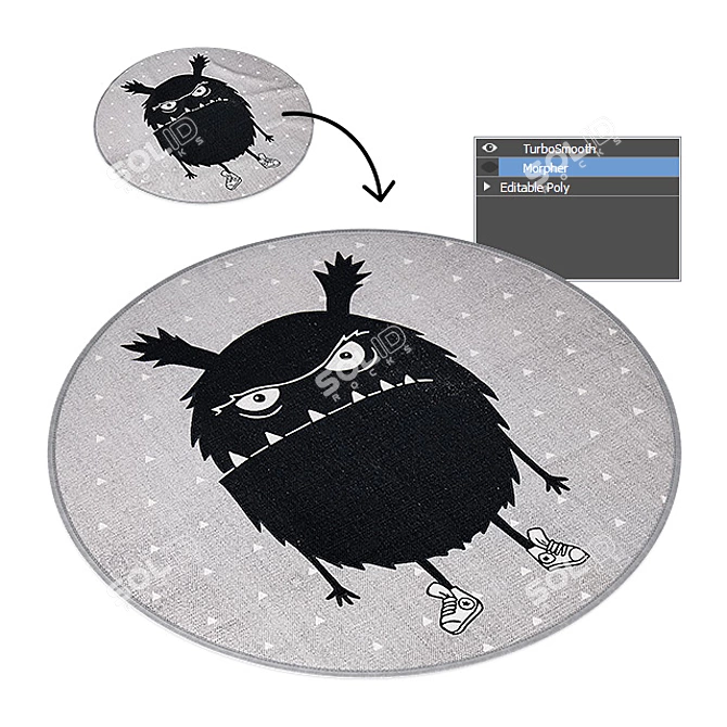 Monster Cotton Rug - Bloomingville Bath 3D model image 2