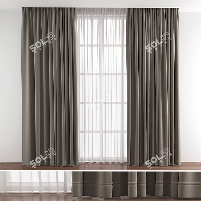 Retopologized Curtain Design 3D model image 1