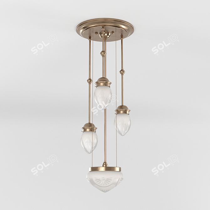 Pannon Pendant III: Vintage Brass Elegance 3D model image 2