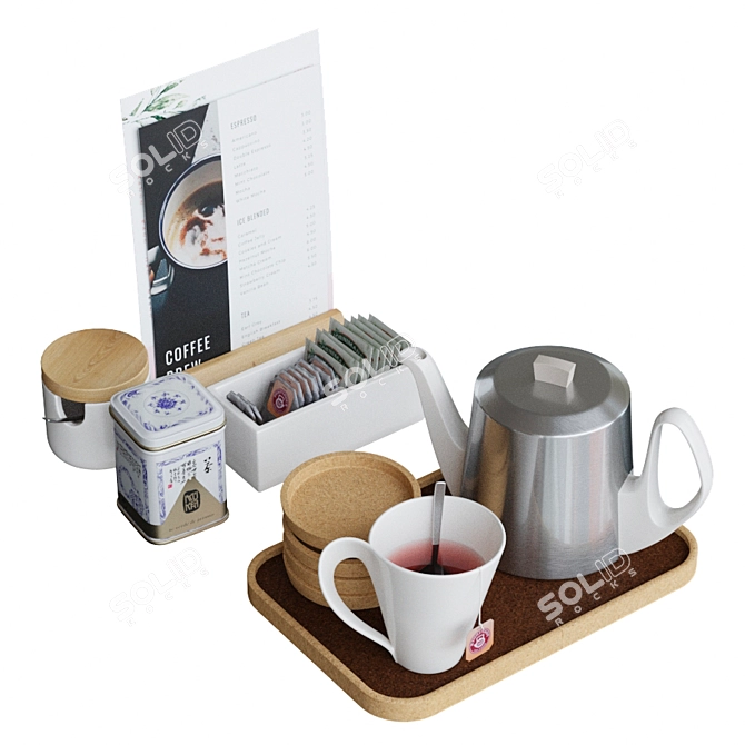 Elegant Tea Decor Set 3D model image 1