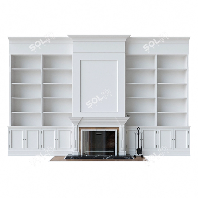 Modern Shelving Fireplace 3D model image 1