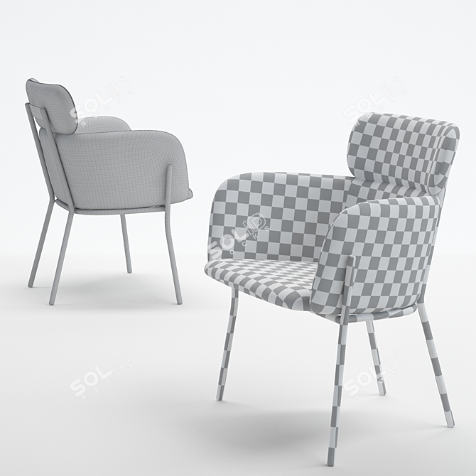Luxurious Gray Mink Chair  3D model image 3