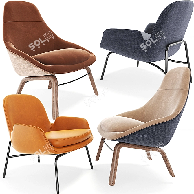 Modern Field Lounge and Armchair Set 3D model image 1