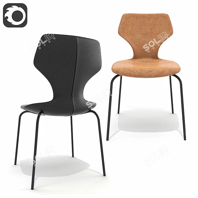 Stylish Pike Chair with Metal Base 3D model image 1