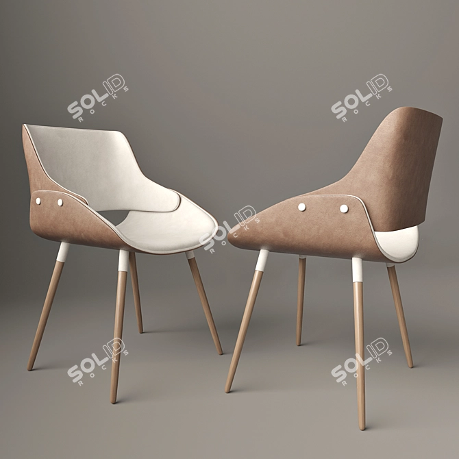 Buttoned Chair: Stylish and Compact 3D model image 1